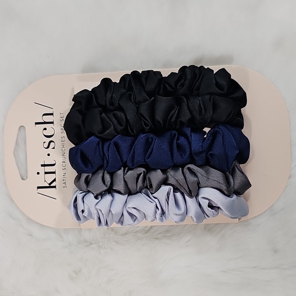 Kitsch Satin Scrunchie 5 Piece Set Dark Colors